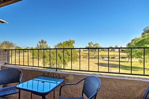 Look out over the Indian Bend Wash Greenbelt from your private patio!