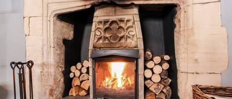 Open tudor fire.  Kiln dried logs are supplied as part of your stay.