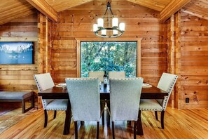 The dining room is open to the living room.