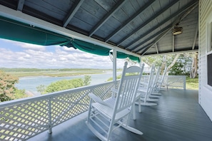 The back porch has wonderful views of the river.