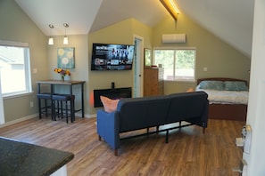 Roomy living space with high ceilings