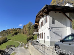 East side of the house, as seen when arriving