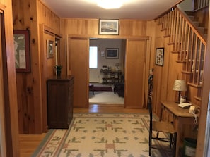 Main House entry hall, with stairs to second floor.