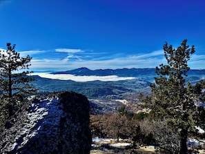 View to of mountain ranges to west from our 40 acres on Siskiyou Summit.