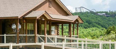 Catch the rush of Silver Dollar City's coasters from the deck
