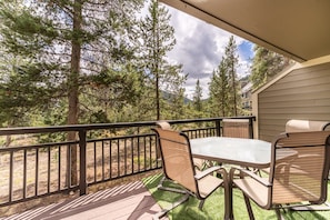 Private balcony with outdoor seating.