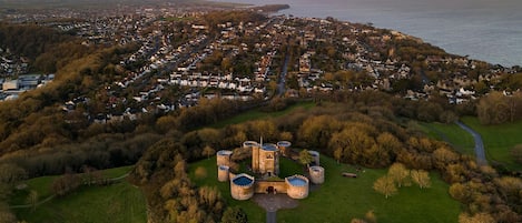 Aerial view of Walton Castle