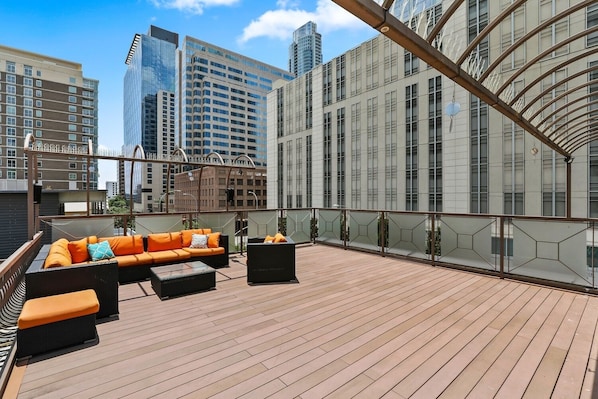 Relax on the downtown rooftop deck!
