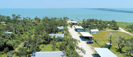 Ariel view of property and Copano Bay