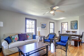 Open living and dining area