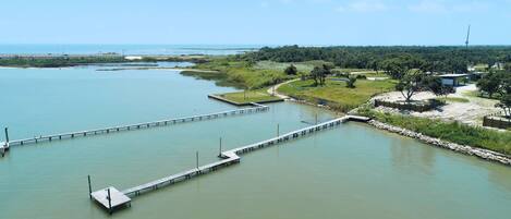 View of pier and Copano Bay
