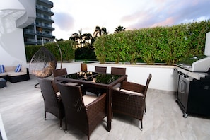 Outdoor dining table and BBQ