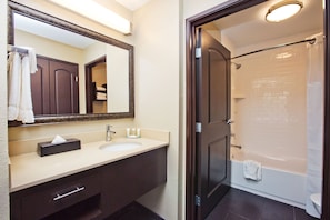 Get ready for your day in the bathroom.