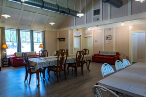 Interior living/den, large dining, have tables and chairs for 32+
