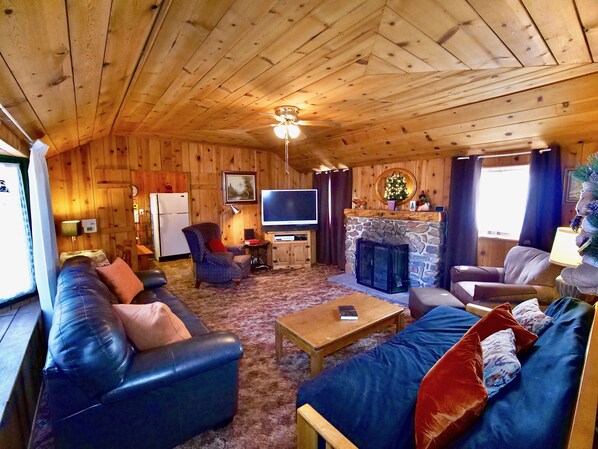 Living room with fireplace and TV. - Living room with fireplace and TV.