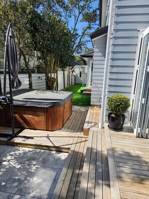 Hot tub and service yard