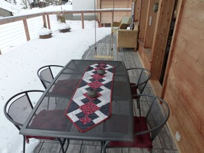 Table, Furniture, Outdoor Table, Wood, Outdoor Furniture, Chair, Floor, Flooring, Porch, Kitchen & Dining Room Table