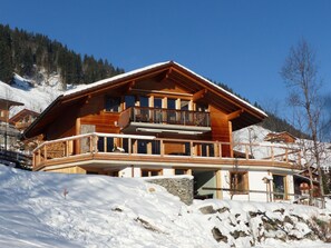 Sky, Building, Snow, Window, Tree, Slope, Wood, House, Larch, Mountain