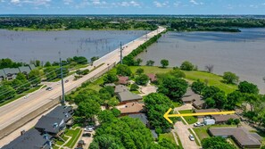 Ariel view of house in a Lake side community 