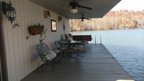 Covered porch at boathouse