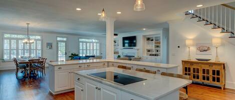 View from kitchen into dining and living room area