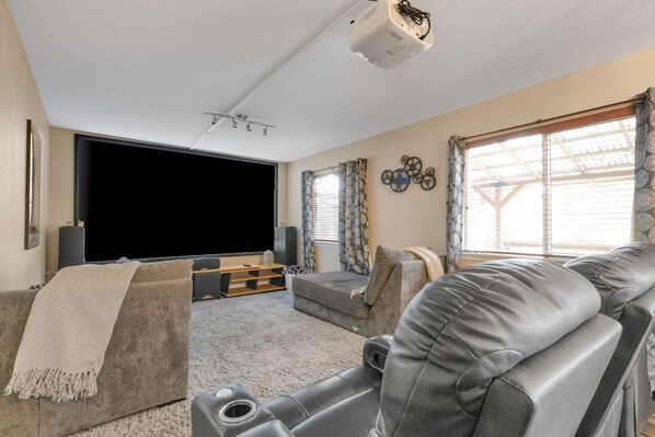 Movie Theater Room- Theater seating, surround sound large screen