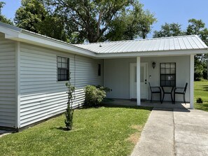 front porch with small table and two chairs