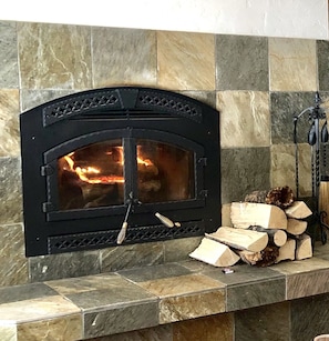 Wood burning fireplace