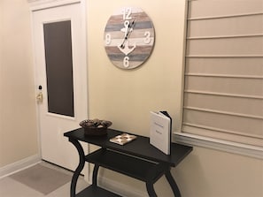 The front door from inside the home entryway.  