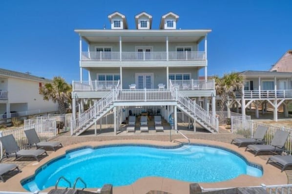 Oceanfront, Private Pool with Lounge chairs, sun, and shade