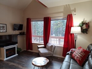Festive touches throughout.  Notice the large windows and beautiful views!