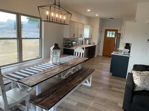 Dining area looking into kitchen 