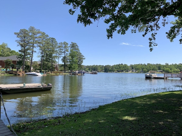 Backyard view of calm cove. 