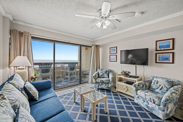 Enjoy this comfortable living room with views for miles.