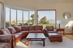 A perfect spot to unwind and watch the sunset from inside