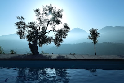 Caserío  en finca privada, con vistas a montaña y piscina 