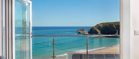 Westaway, Portreath. Second floor: Open-plan living area with panoramic sea views of Portreath