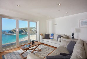 Westaway, Portreath. Second floor: Open-plan living area with panoramic sea views of Portreath