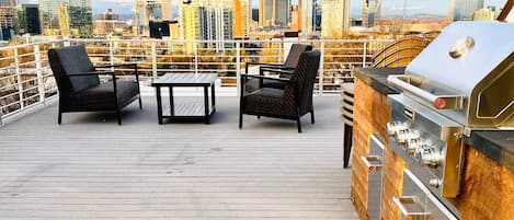 Rooftop view with custom grill/sink overlooking the Nashville Skyline!