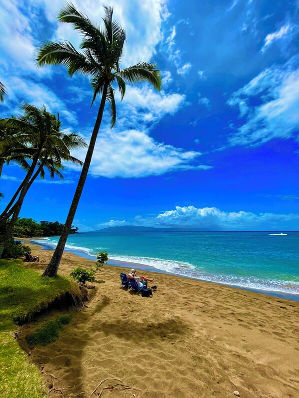 This beautiful Kahana beach is only steps away from the condo.
