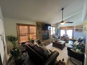 Cosy living room with gas fireplace