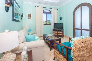 comfortable lounge with pull out couch
