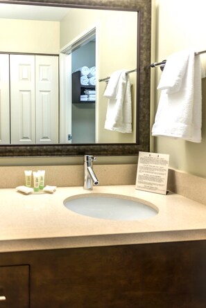 Bright bathrooms are refreshing after a day of adventure.