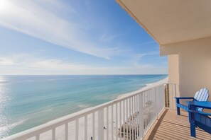 Unobstructed 20 mile view of the beach from the condo balcony. 