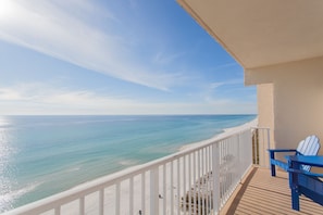 Unobstructed view of the beach from the condo balcony 