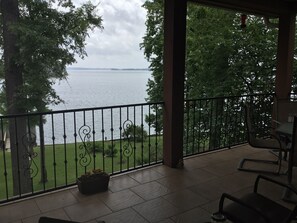 Upper balcony overlooking lake. View  looks towards Texas Island and Louisiana.