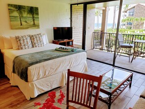 Fall asleep on the comfortable king-size bed as you listen to the waves.
