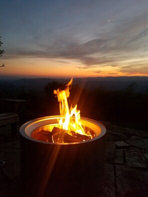 Solos wood burning stove on the viewing deck complementary firewood