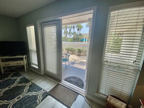 Nice patio with pool, hot tub and pergola just steps away.