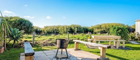 Fire pit area and rear picnic spot